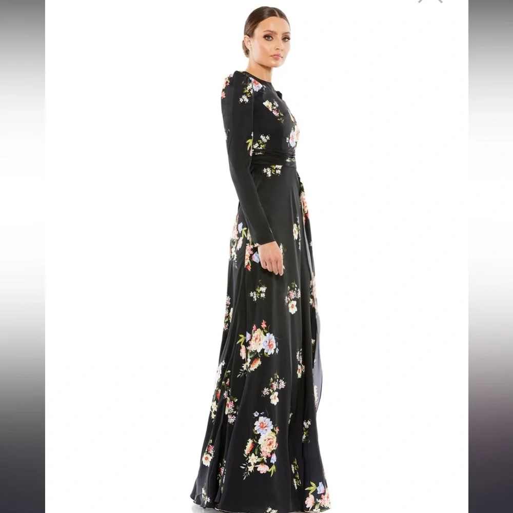 Ieena for Mac Duggal Floral Empire Waist Jewel Neck - Picture 3 of 8